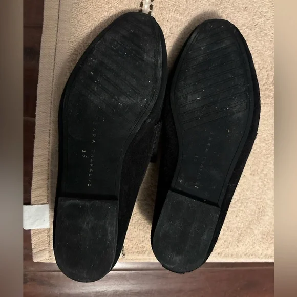 Zara genuine suede leather black moccasin loafers - Picture 6 of 6